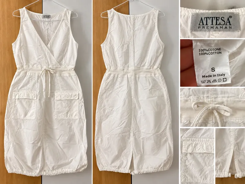 Fustan i bardhë Attesa – 100% pambuk, Made in Italy – S