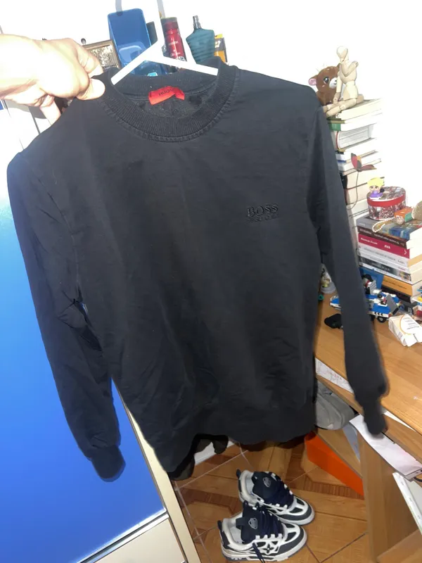 Pulovër casual e zezë Hugo Boss