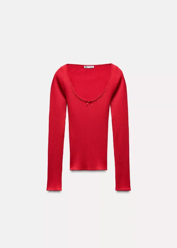 Zara seamless lace t-shirt with bow