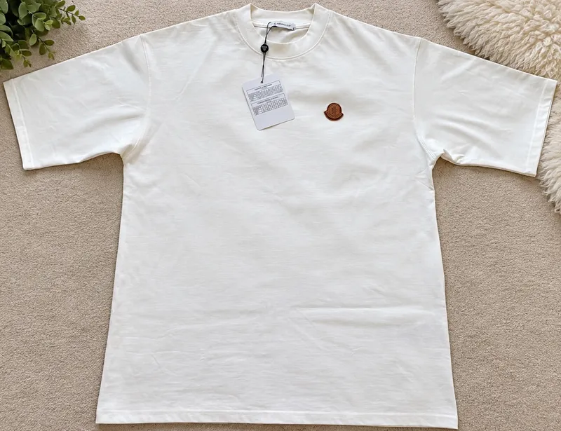 Bluzë Moncler - Double Leather Logo Cotton T-Shirt  - Imazhi 5